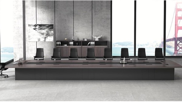 現(xiàn)代高檔大型多功能長條18人油漆實木會議桌定制