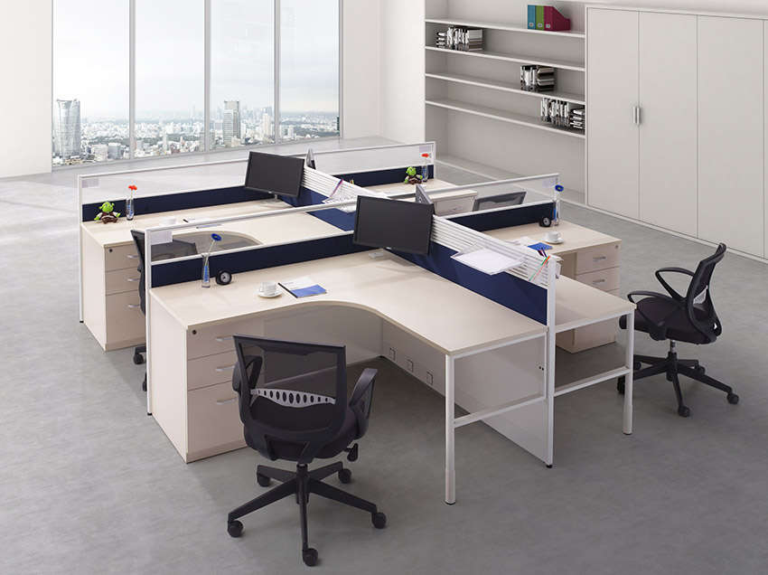 現代簡約轉角四人屏風隔斷辦公桌 屏風工作位 屏風卡位廠家定制 現代簡約轉角四人屏風隔斷辦公桌 屏風工作位 屏風卡位廠家定制