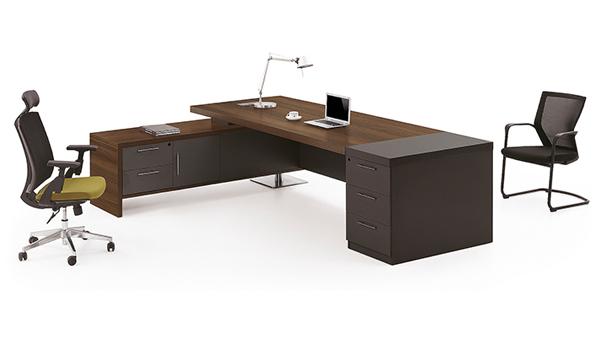 現代時尚L型老板辦公桌椅大班臺