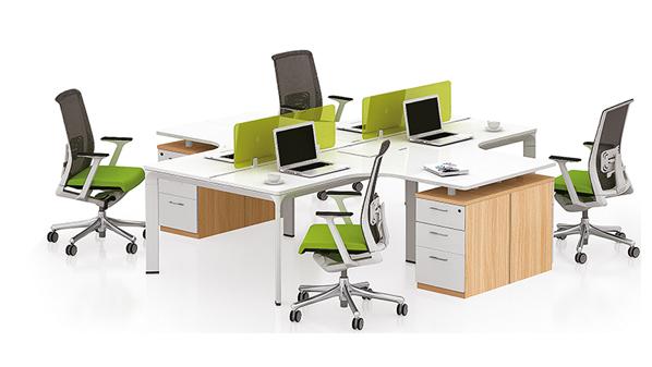 現代簡約十字型四人屏風隔斷辦公桌